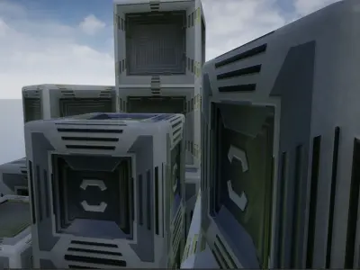 Lowpoly Sci-fi Crates and Containers Low-poly 3D model