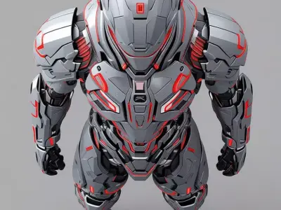 Futuristic Armored Soldier High-Tech Combat Suit Red Accents Low-poly 3D model