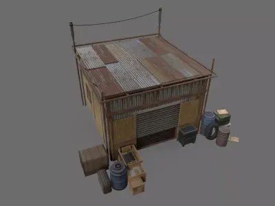 Post-Apocalyptic Industrial Factory Low-poly 3D model