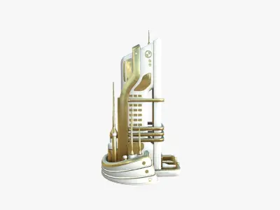SciFi Building A11 Gold - Sci Fi Exterior Design Low-poly 3D model