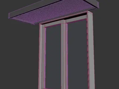 Window glass door with frame Low-poly 3D model