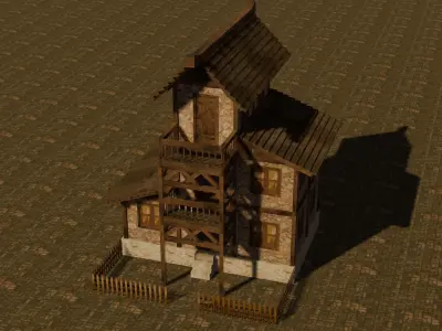 Medieval house eleven 19 Low-poly 3D model