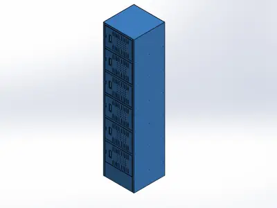 Industrial locker 6 door in metal 3D model