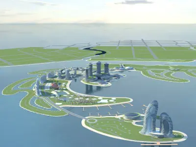Sci Fi Artificial Island 3 3D model