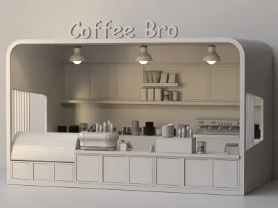 Coffee point for airports or street food 3D model