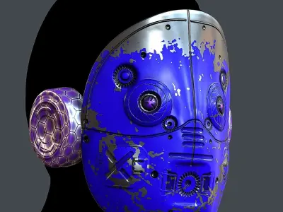 Gas mask helmet 3d model scifi Low-poly Low-poly 3D model 26