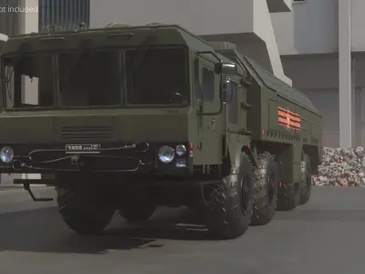  Mobile Ballistic Missile System Iskander Rigged for Maya 