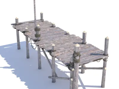 Old wooden bridge 3D model