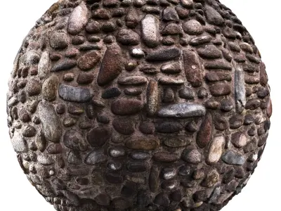 Stone - Old Pavement Pebbles Wall Vol 01 - PBR scanned texture  Texture