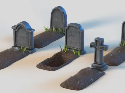 Stylized graves  Low-poly 3D model