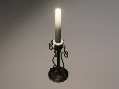 Stylized Candlestick PBR Game ready Low-poly 3D model