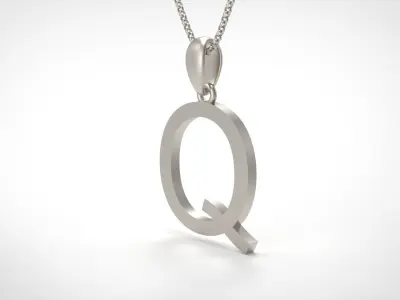 Model 624 Classic Initial Light Q Letter 3D print model