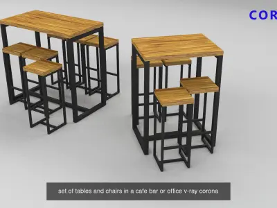 loft set  tables chairs  shelf  hallway bench v-ray corona 3D Model Pack