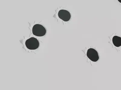 Bullet Holes Damage White Surface PBR Seamless Texture