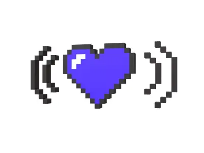 Pixel Heart Radio v1 005 Low-poly 3D model