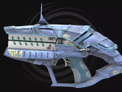 3D Model Sci-Fi Plasma Pistol - Energy Sidearm 3D model