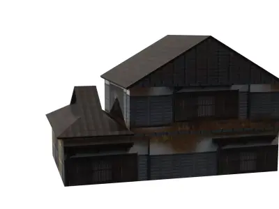 Super Lowpoly Japanese Dual-Roof House Low-poly 3D model