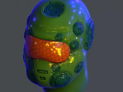 Gas mask helmet scifi Low-poly character art game space  Low-poly 3D model 5