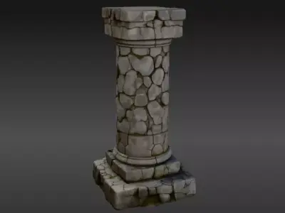 Ancient Stone Ruin Pillar Game Ready Prop Stone Model 3D model