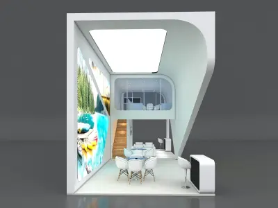 Exhibition Booth Stand Stall 12x4m Height 500 cm 3 Side Open 3D model