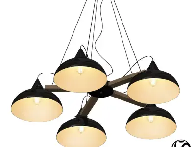 Coneca Pendant 3 Black Loft Concept 3D model