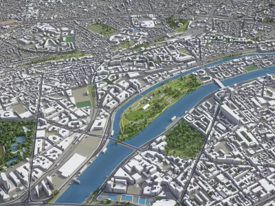 Paris - Hauts-de-Seine Low-poly 3D model