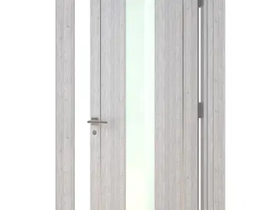 Door-079 wooden door with glass panel 3D model