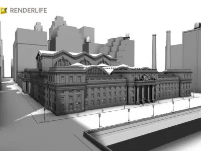 Old Penn station exterior 3D model