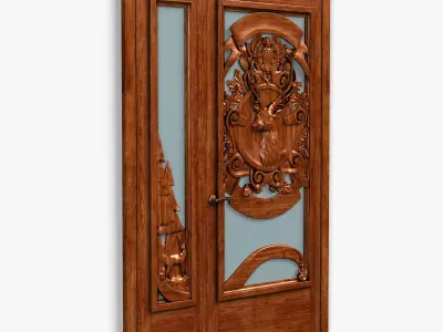 Door0060 carved wooden door 3D model