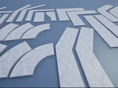 Lowpoly Modular PBR Pavements 2 Low-poly 3D model