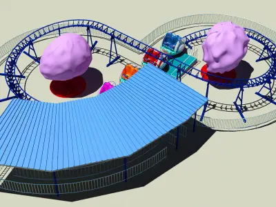 Family Roller Coaster Ride 3D model