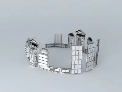 Oval Office Panelling Doors Windows and Shelves Free 3D model