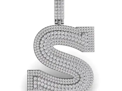 Alphabet Latter S Diamond Pendent 3D print model