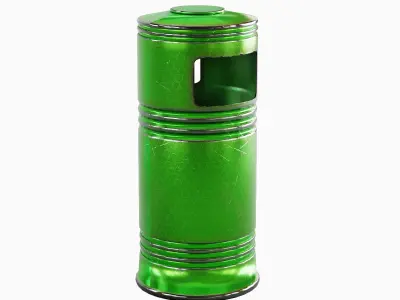 Metal Street Trash Bin 05 Low-poly 3D model