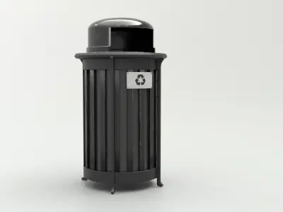 Metal Street Trash Bin 4K PBR Game Ready UV Unwrapped vol 05 Low-poly 3D model