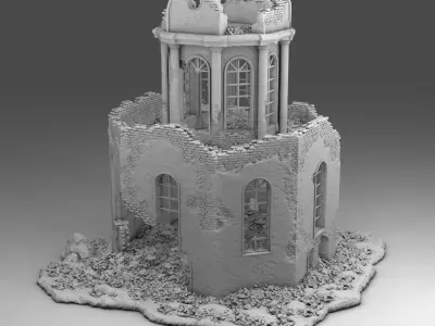 A ruined octagonal building 3D print model