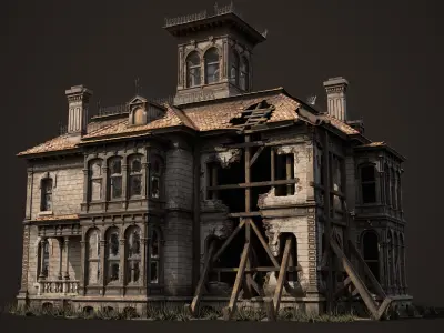 Old House Victorian Abandoned Low-poly 3D model