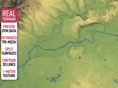 Frankfurt - Topography Terrain Low-poly 3D model