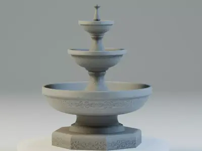 Low Poly Stylized Fountain Game Ready Low-poly 3D model