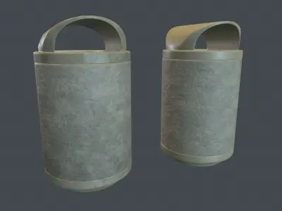 Street Round Concrete Trash Bin PBR Game Ready Low-poly 3D model