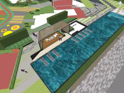  commercial blocks leisure plazas and greenery landscapes 3D model