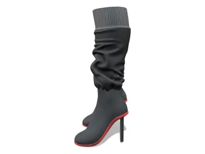 Sci-fi Wrinkled  Midcalf High Heel Boots Low-poly 3D model