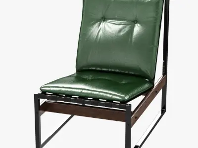 jacaranda iron green leather lounge chair 3D model
