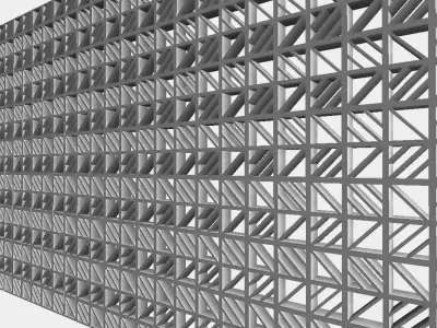 Roster wall design curtain wall facade revit family type R-01 3D model