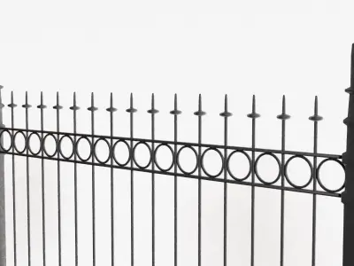 Classic Brick and Iron Fence 3D model