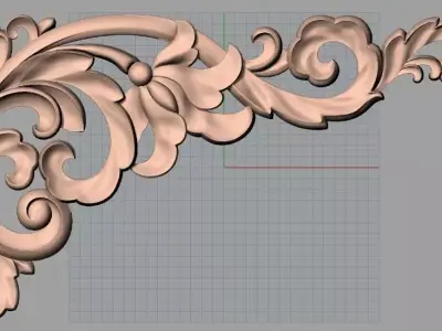 Furniture decorative corner flower 3D STL model for CNC E871 3D model