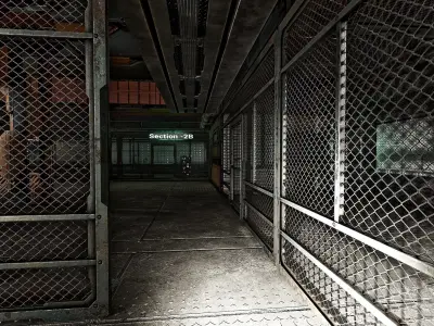  Wall fence - modular Sci fi  Low-poly 3D model