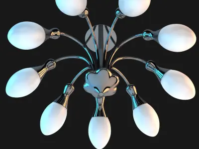 Chandelier modern with six bulbs 3D model