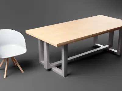 Low Poly Table and chair Free 3D model