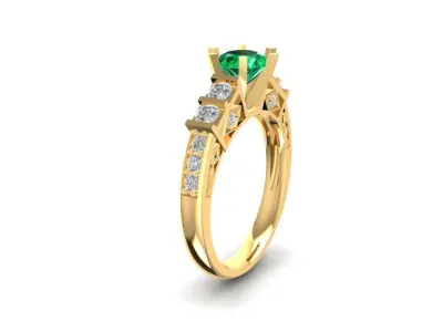 Luxury Emerald Center Diamond Ring for Women Jewelry Design 2332 3D print model